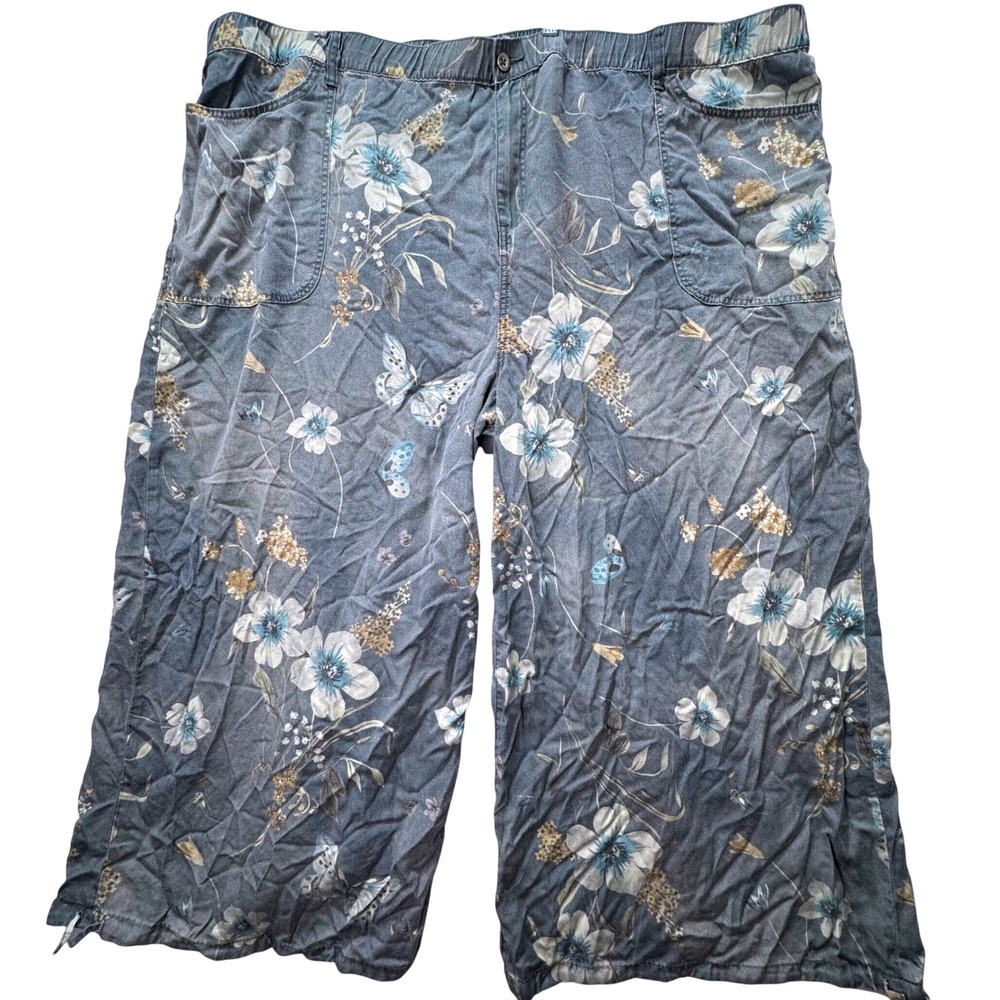 Festi by Torrid Floral Butterfly Wide Leg Lyocell Pants Women Plus Size 30R Boho